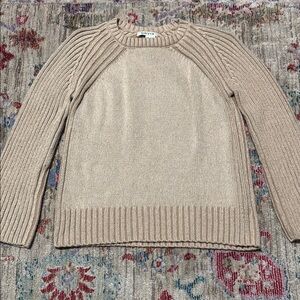 Orvis Cream Crew Neck Sweater with Ribbed Texture